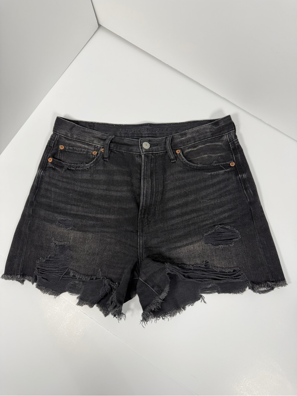 American Eagle Outfitters Black Distressed Denim Cutoff Shorts